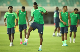 Super Eagles closed door session: Shooting drills; partial training for Onyemaechi; Bendel Insurance GK involved 