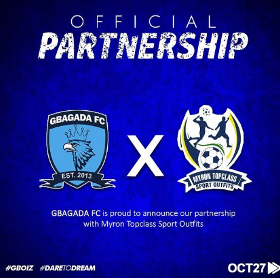 Gbagada Football Club Partner Myron Topclass Sport Outfits  