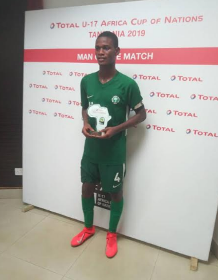 Photo : Golden Eaglets Captain Tijani Scoops CAF's Man Of The Match Award  