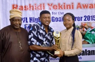NPFL Top Scorer, Gbolahan Salami Honoured with Rashidi Yekini Boots