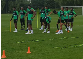 Super Eagles Training: Rohr Continues To Test Out Five-Man Midfield Variation; Aina Involved