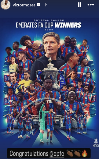 Crystal Palace academy graduate Victor Moses sends message to Eagles after historic FA Cup win 