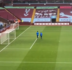 Snapped : Talented Goalkeeper Okonkwo With Arsenal First Team Squad At Villa Park