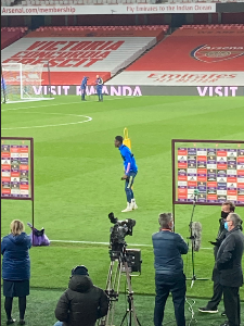 Photo: Balogun in attendance at Emirates Stadium as Arsenal lose to Everton amid protest by fans