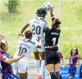 Ex-Real Madrid center-back Ohale on target against European champions Barcelona Femeni