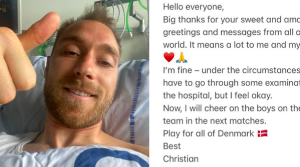 Tottenham product, Bournemouth's Danish-Nigerian react as Eriksen posts update from hospital bed