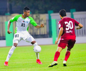Dibba Al-Hisn striker Pascal showing the stuff he's made of in the United Arab Emirates