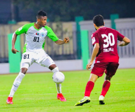 Dibba Al-Hisn striker Pascal showing the stuff he's made of in the United Arab Emirates 