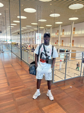 Snapped : Swedish-based CB on his way to Nigeria's capital to link up with Flying Eagles 