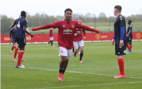 Man Utd's Nigerian striker reaches double figures in goals and assists after hat-trick vs Boro U18s 