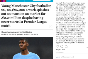 Man City's Sterling Convinced Media Is Spreading Racism, Cites Report On Nigerian Defender