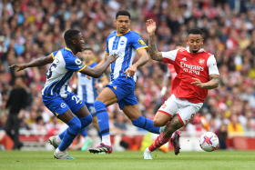 Nigerian CB watches on from the bench as Arsenal's title dreams evaporate after loss to Brighton