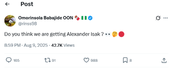 'There's room' – Van Dijk responds as Reds alum Babajide asks if Liverpool are going for Isak