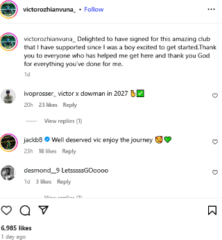 'Amazing club' - What future Arsenal player Ozhianvuna said after agreeing deal 